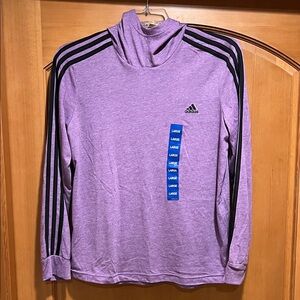Adidas Kids Lavender Hoodie with Black Stripes
